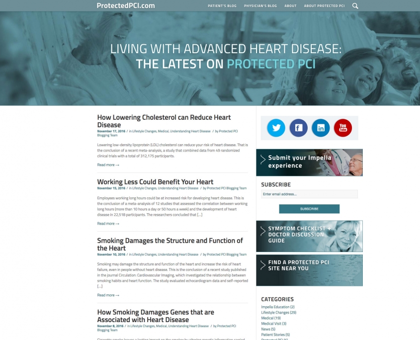 ProtectedPCI.com Patient Blog screenshot