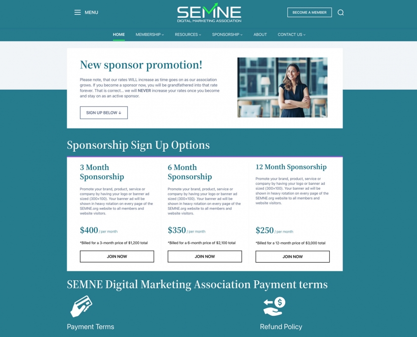 SEMNE Digital Marketing Association Website Redesign screenshot